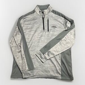 Callaway Men's Medium 1/4 Zip Golf‎ Pullover Sweater Gray Heather Stretch Fleece